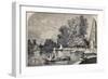 Antique Illustrations Of Fontainebleau Basin And Castle-marzolino-Framed Art Print