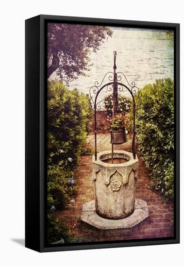 Antique Italian Well In A Garden At Lake Garda-George Oze-Framed Stretched Canvas