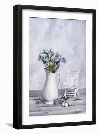 Antique Jug of Cut Cornflowers with Seashells-Amd Images-Framed Photographic Print