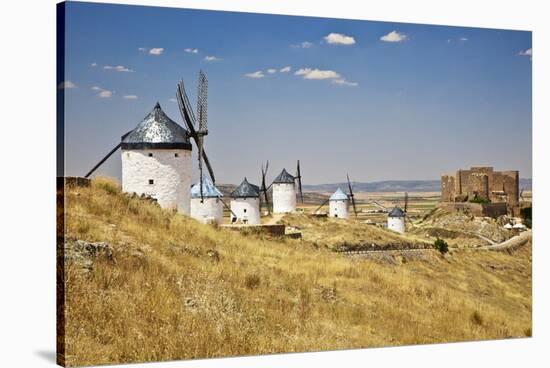 Antique La Mancha Windmills and Castle in Consuegra, Spain-Julianne Eggers-Stretched Canvas