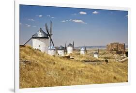 Antique La Mancha Windmills and Castle in Consuegra, Spain-Julianne Eggers-Framed Photographic Print