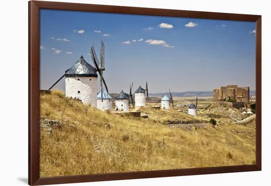 Antique La Mancha Windmills and Castle in Consuegra, Spain-Julianne Eggers-Framed Photographic Print