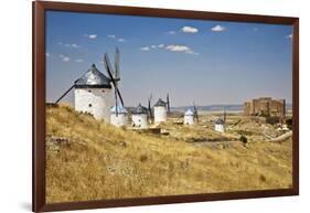 Antique La Mancha Windmills and Castle in Consuegra, Spain-Julianne Eggers-Framed Photographic Print