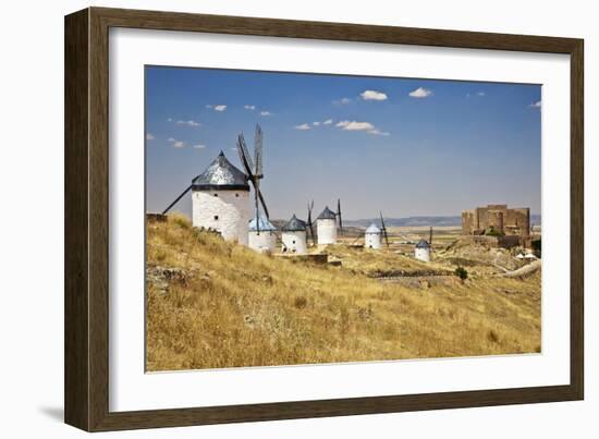 Antique La Mancha Windmills and Castle in Consuegra, Spain-Julianne Eggers-Framed Photographic Print
