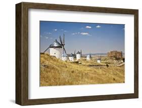 Antique La Mancha Windmills and Castle in Consuegra, Spain-Julianne Eggers-Framed Photographic Print