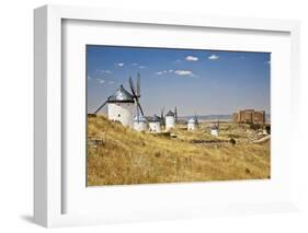 Antique La Mancha Windmills and Castle in Consuegra, Spain-Julianne Eggers-Framed Photographic Print