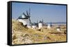 Antique La Mancha Windmills in Spain-Julianne Eggers-Framed Stretched Canvas