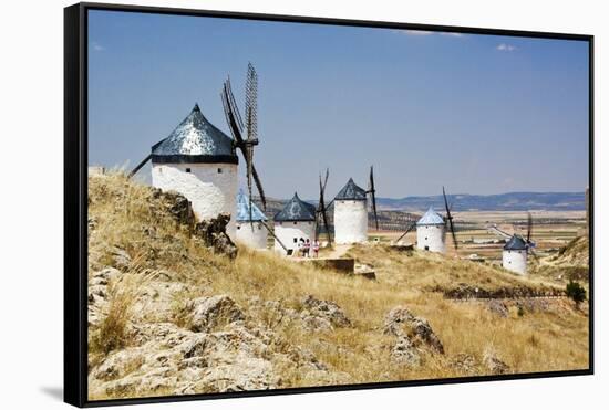 Antique La Mancha Windmills in Spain-Julianne Eggers-Framed Stretched Canvas