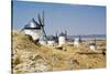 Antique La Mancha Windmills in Spain-Julianne Eggers-Stretched Canvas