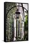 Antique Lamp On A Fence-George Oze-Framed Stretched Canvas