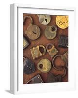 Antique Lock Collage-Vision Studio-Framed Art Print