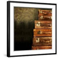 Antique Luggage Suitcases-Tom Quartermaine-Framed Giclee Print