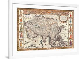 Antique Map, Asia, 1626-John Speed-Framed Art Print