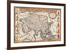 Antique Map, Asia, 1626-John Speed-Framed Art Print