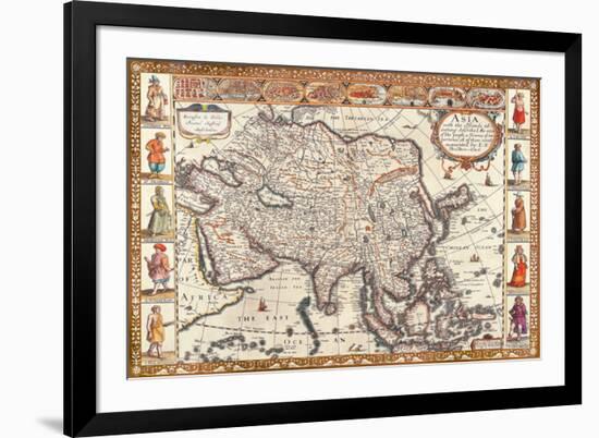 Antique Map, Asia, 1626-John Speed-Framed Art Print