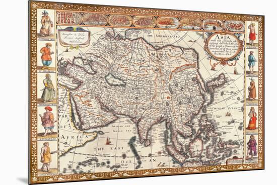Antique Map, Asia, 1626-John Speed-Mounted Art Print