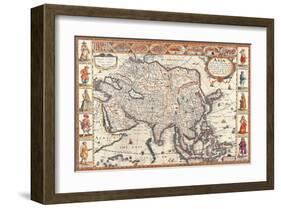 Antique Map, Asia, 1626-John Speed-Framed Art Print