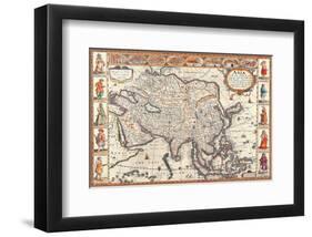 Antique Map, Asia, 1626-John Speed-Framed Art Print