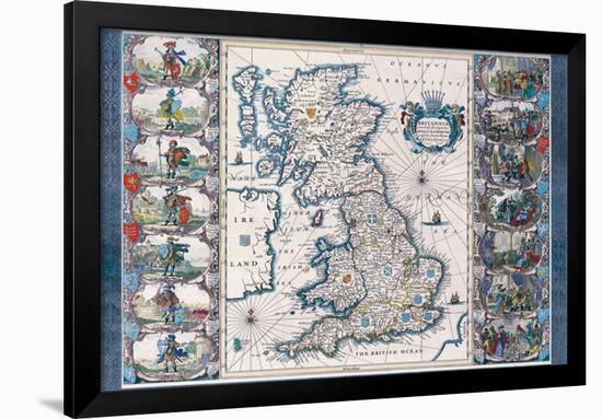 Antique Map, Britannia, c.1646-Joannes Jansson-Framed Art Print