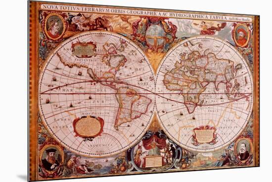Antique Map, Geographica, c.1630-Henricus Hondius-Mounted Art Print