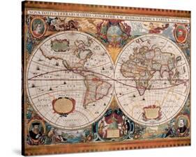 Antique Map, Geographica, c.1630-Henricus Hondius-Stretched Canvas