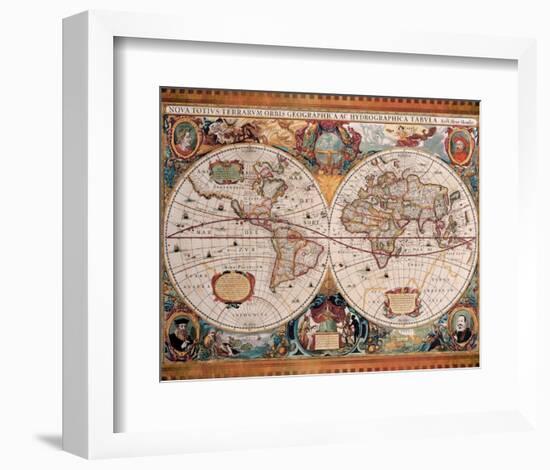 Antique Map, Geographica, c.1630-Henricus Hondius-Framed Premium Giclee Print