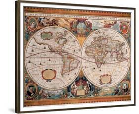 Antique Map, Geographica, c.1630-Henricus Hondius-Framed Premium Giclee Print