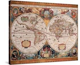 Antique Map, Geographica, c.1630-Henricus Hondius-Stretched Canvas