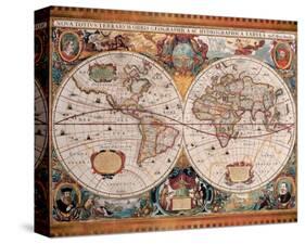 Antique Map, Geographica, c.1630-Henricus Hondius-Stretched Canvas