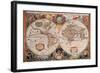 Antique Map, Geographica, Ca. 1630-Henricus Hondius-Framed Premium Giclee Print