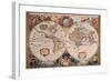 Antique Map, Geographica, Ca. 1630-Henricus Hondius-Framed Premium Giclee Print