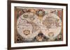 Antique Map, Geographica, Ca. 1630-Henricus Hondius-Framed Premium Giclee Print