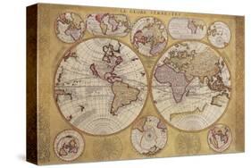 Antique Map, Globe Terrestre, 1690-Vincenzo Coronelli-Stretched Canvas