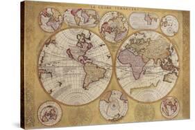 Antique Map, Globe Terrestre, 1690-Vincenzo Coronelli-Stretched Canvas