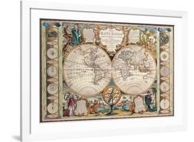 Antique Map, Mappe Monde, 1755-Jean-baptiste Nolin-Framed Art Print