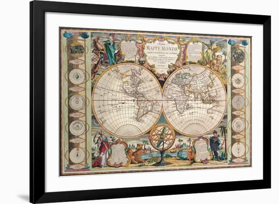 Antique Map, Mappe Monde, 1755-Jean-baptiste Nolin-Framed Art Print