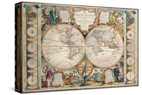 Antique Map, Mappe Monde, 1755-Jean-baptiste Nolin-Stretched Canvas