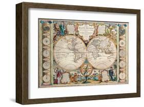 Antique Map, Mappe Monde, 1755-Jean-baptiste Nolin-Framed Art Print