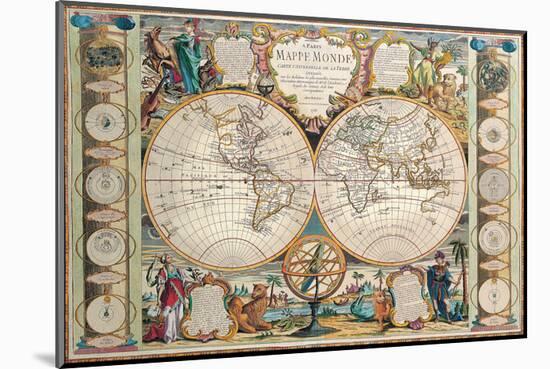 Antique Map, Mappe Monde, 1755-Jean-baptiste Nolin-Mounted Art Print