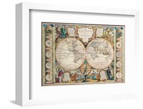 Antique Map, Mappe Monde, 1755-Jean-baptiste Nolin-Framed Art Print