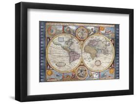 Antique Map, New Map of the World, 1626-John Speed-Framed Premium Giclee Print