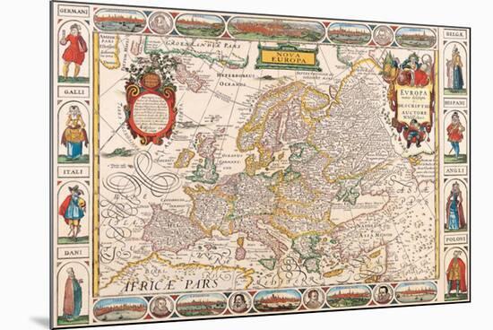 Antique Map, Nova Europa, 1652-Nicholas Visscher-Mounted Art Print