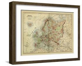 Antique Map of Europe-Alvin Johnson-Framed Art Print