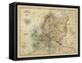 Antique Map of Europe-Alvin Johnson-Framed Stretched Canvas