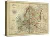 Antique Map of Europe-Alvin Johnson-Stretched Canvas