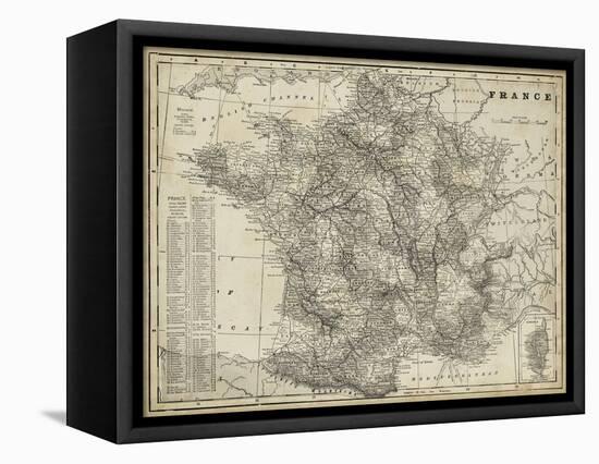 Antique Map of France-Vision Studio-Framed Stretched Canvas
