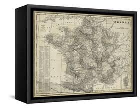 Antique Map of France-Vision Studio-Framed Stretched Canvas