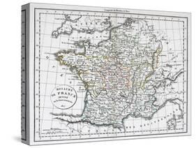 Antique Map Of France-Tektite-Stretched Canvas