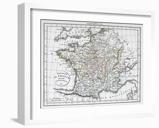 Antique Map Of France-Tektite-Framed Art Print