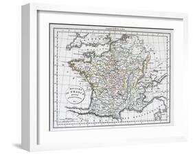 Antique Map Of France-Tektite-Framed Art Print